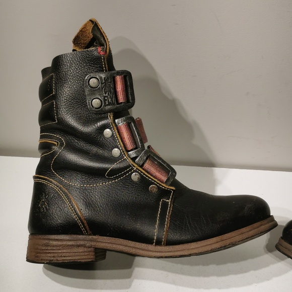 Fly London Leather Combat & Moto Boots - Picture 4 of 9